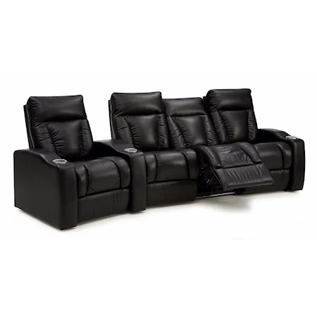 Contemporary Power Theater Sectional with Lights and Cupholders